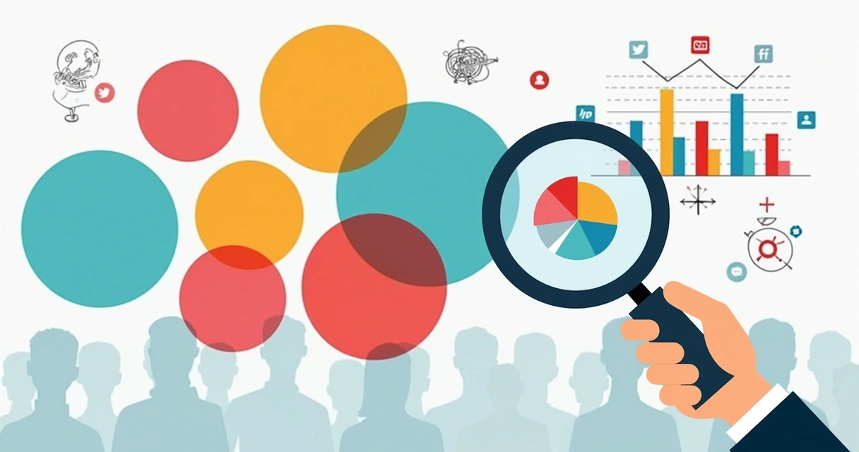 Segmentação de público para campanha política com gráficos coloridos 