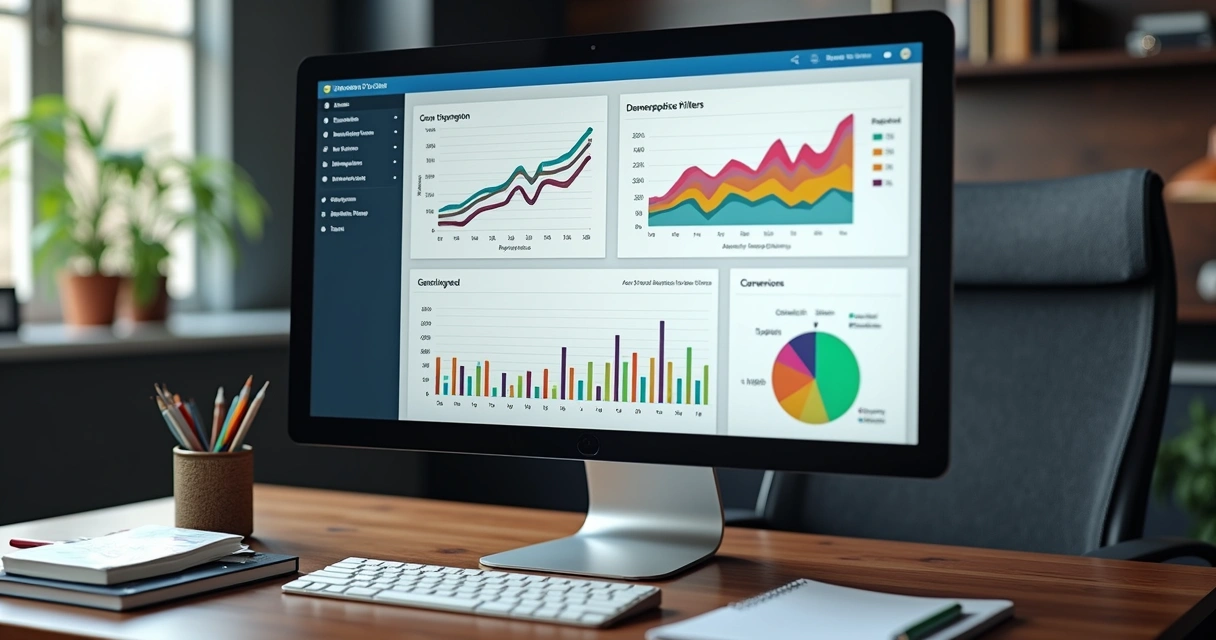 Tela de computador mostrando filtros de segmentação e gráficos de resultado 