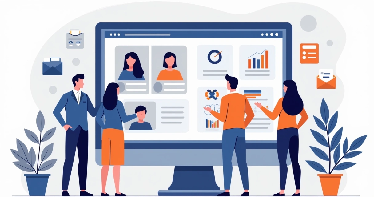 Equipe segmentando público para doações políticas em painel digital