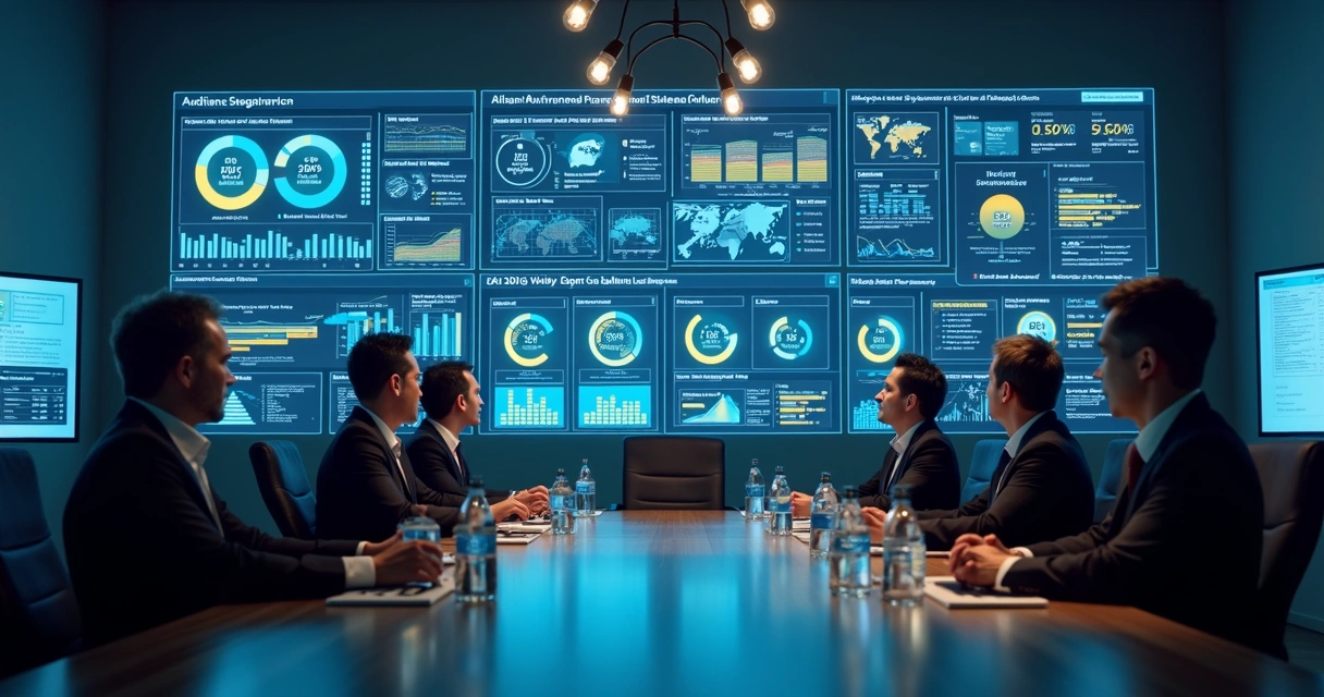 Telas apresentando painel de segmentação de público por IA 