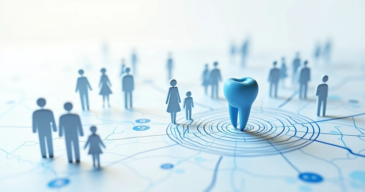 Interface digital mostrando segmentação de público para anúncios odontológicos 