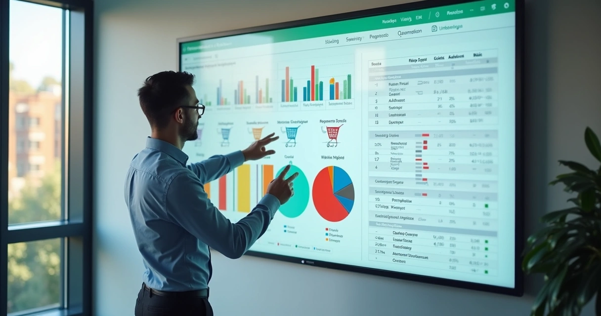 Pessoa usando painel digital para analisar públicos de remarketing