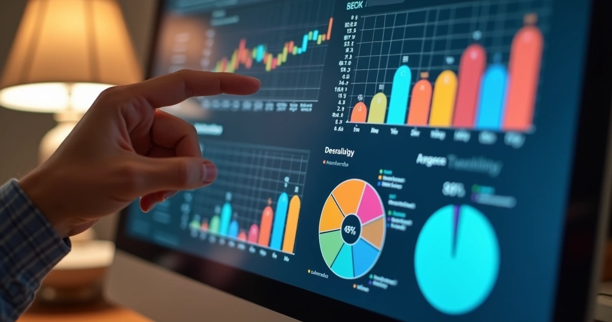 Uma tela de computador mostrando gráficos coloridos de segmentação de público digital 