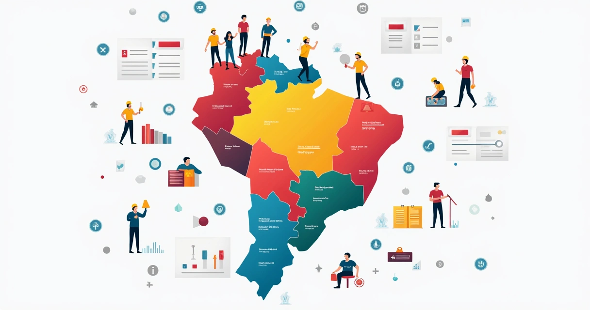 Gráfico mostrando segmentação de público por categoria profissional e região 