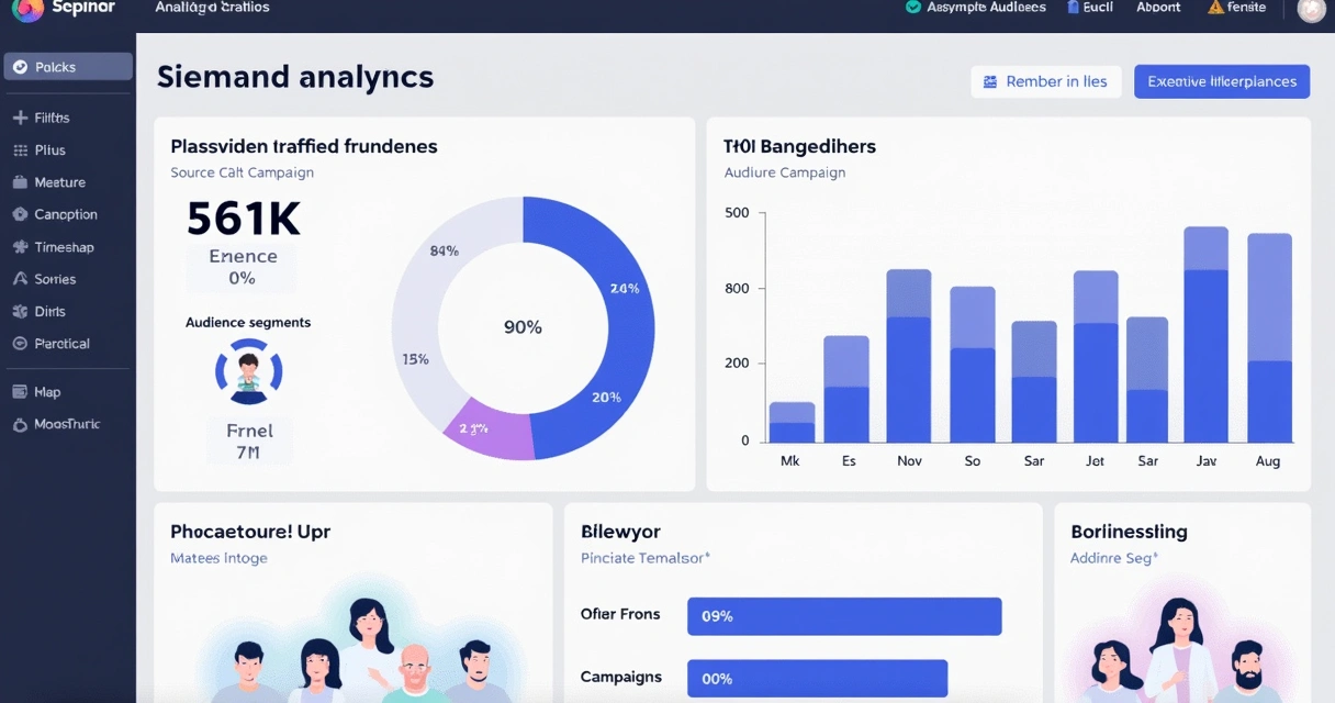 Dashboard com gráfico de segmentação de público gerado por UTMs 