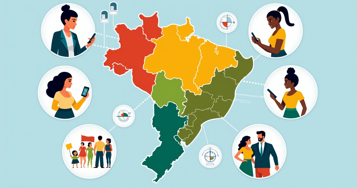 Mapa segmentado mostrando diferentes públicos políticos 