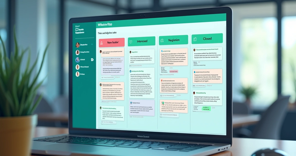Quadro kanban segmentando públicos de vendas no WhatsApp 