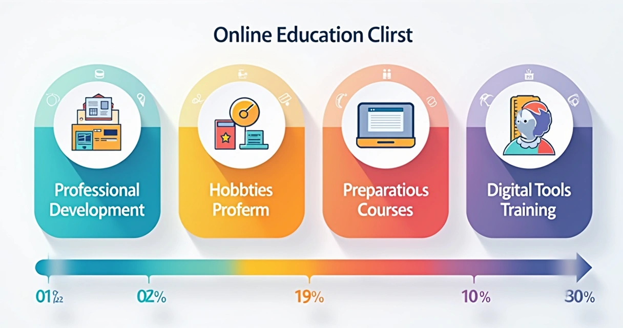 Gráfico com diferentes segmentos de cursos online 