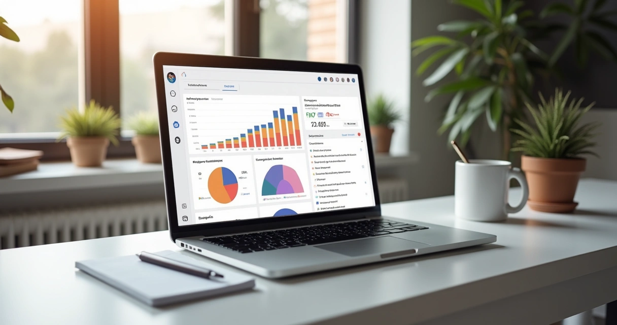 Gráfico de engajamento, perfil Instagram em notebook mostrando seguidores reais 