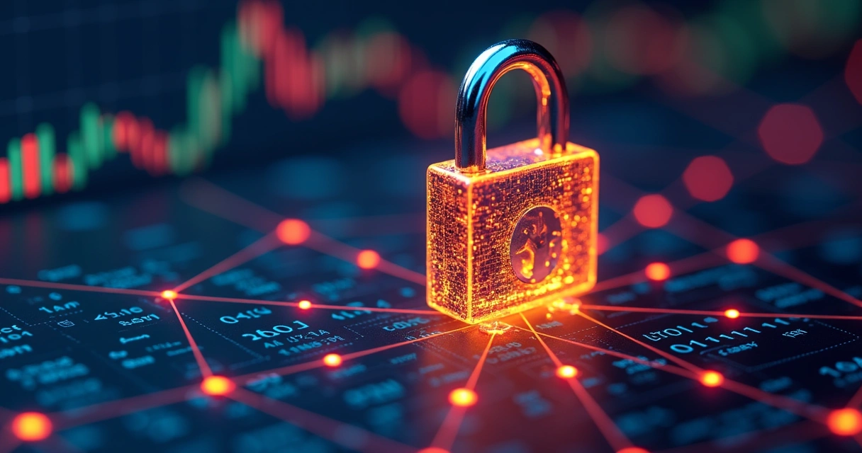 Símbolo de cadeado digital representando segurança em API de cripto