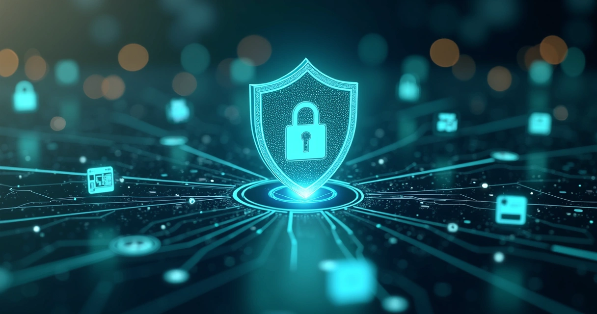 Escudo digital protegendo fluxos de dados de uma integração entre sistemas 