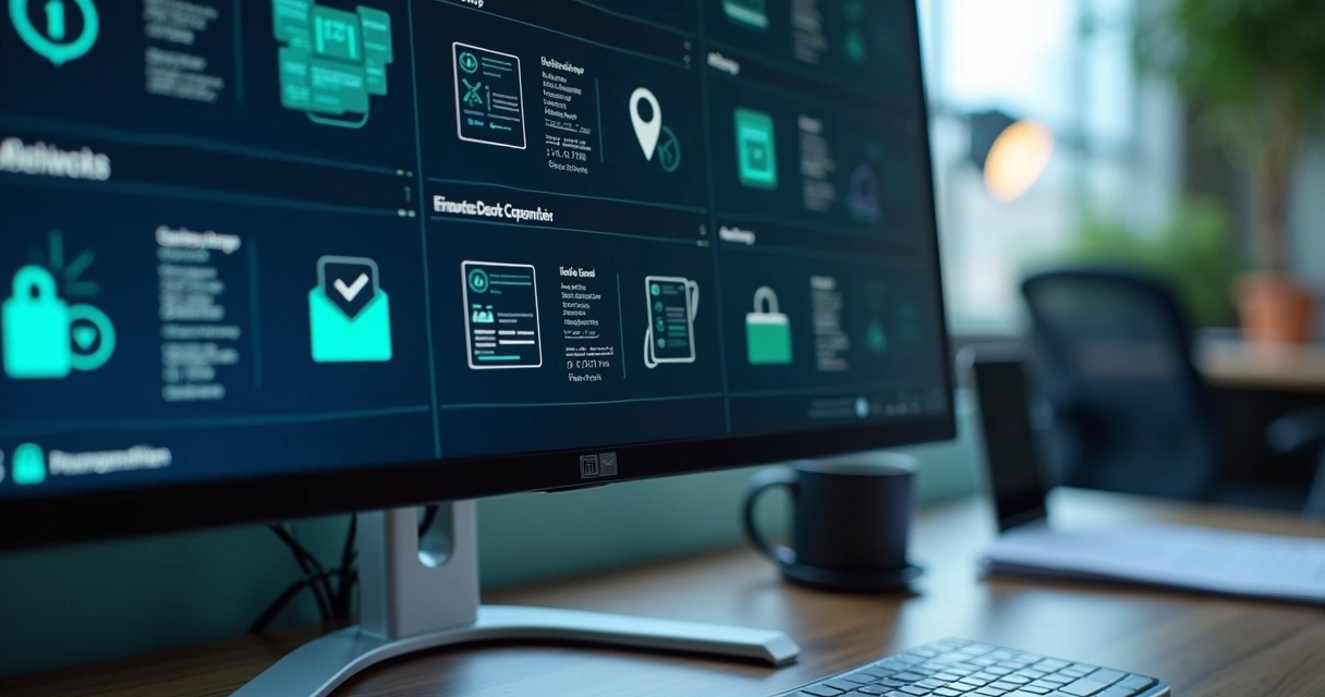 Painel de segurança de aplicativo corporativo em monitor