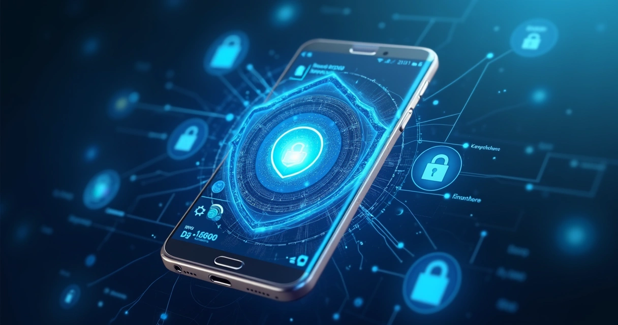 Ilustração de segurança bancária em app financeiro 