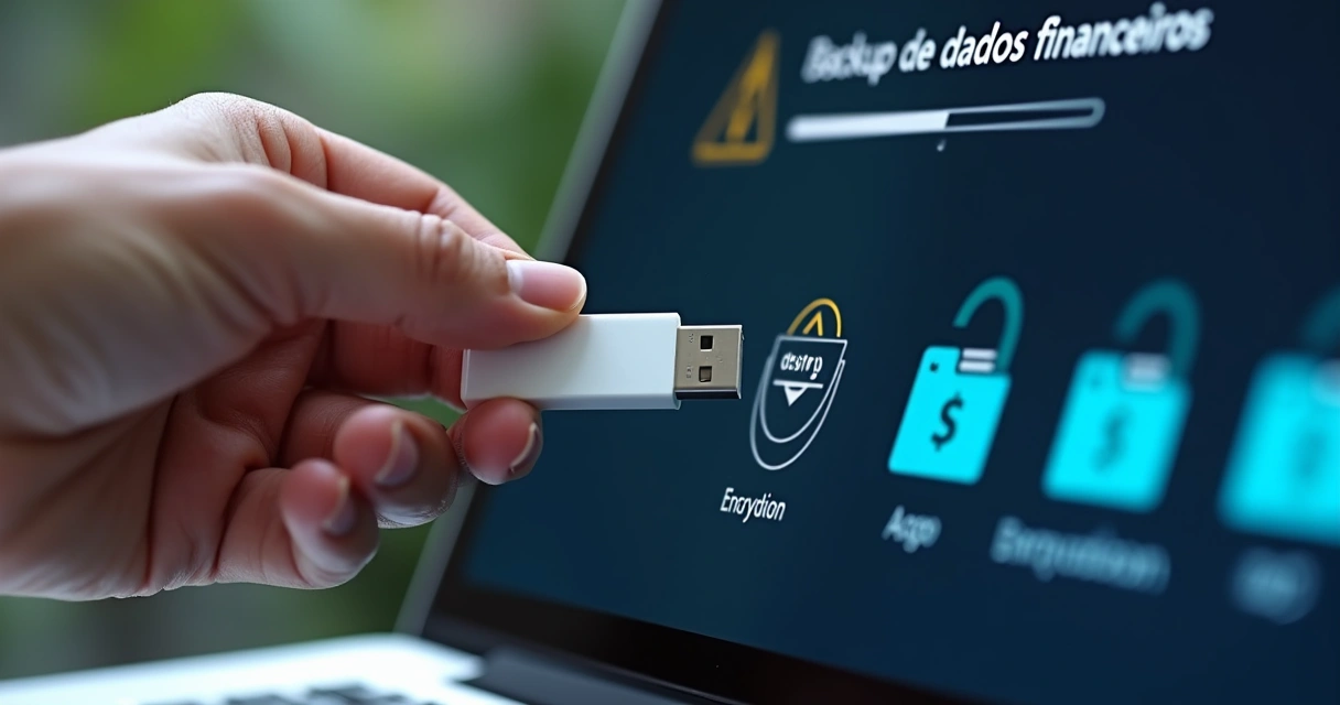 Backup seguro de dados financeiros sendo realizado