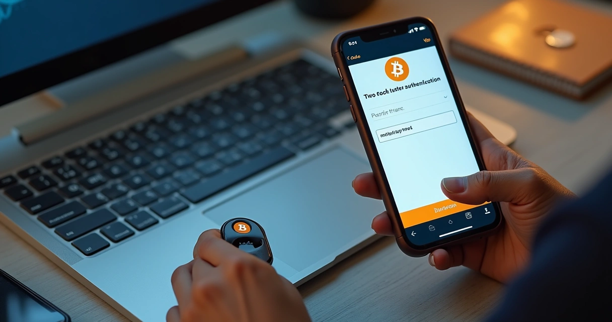 Pessoa ativando autenticação de dois fatores em carteira bitcoin 