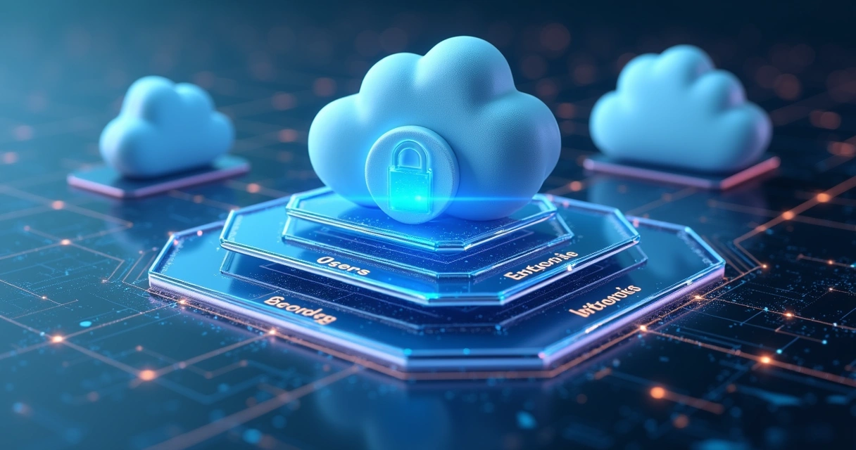 Ilustrações de camadas de segurança em computação em nuvem 