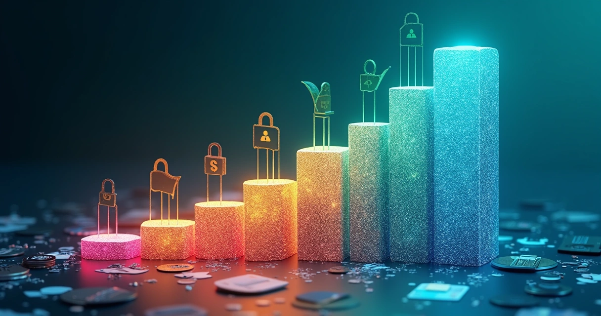 Gráfico colorido mostrando aumento de tentativas de fraude em compras online