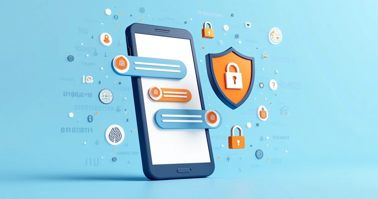 Ilustração de segurança e privacidade em conversa bancária