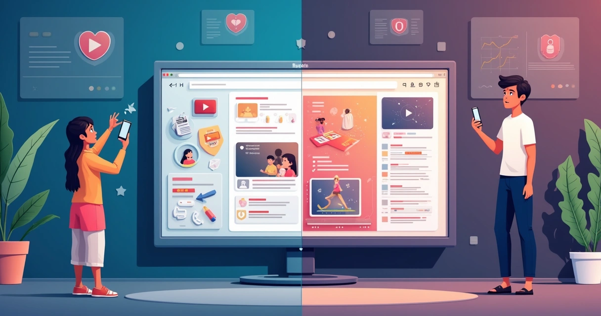 Ilustração mostrando proteção de dados para diferentes idades no YouTube 