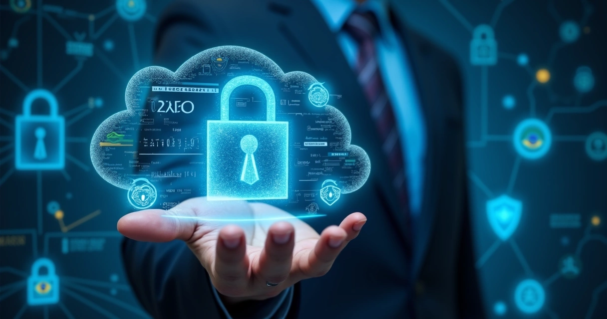 Agente de IA protegendo informações com criptografia 