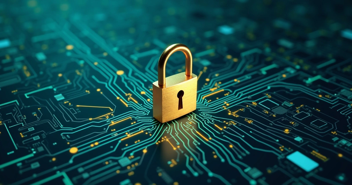 Ilustração de dados criptografados com cadeados digitais 