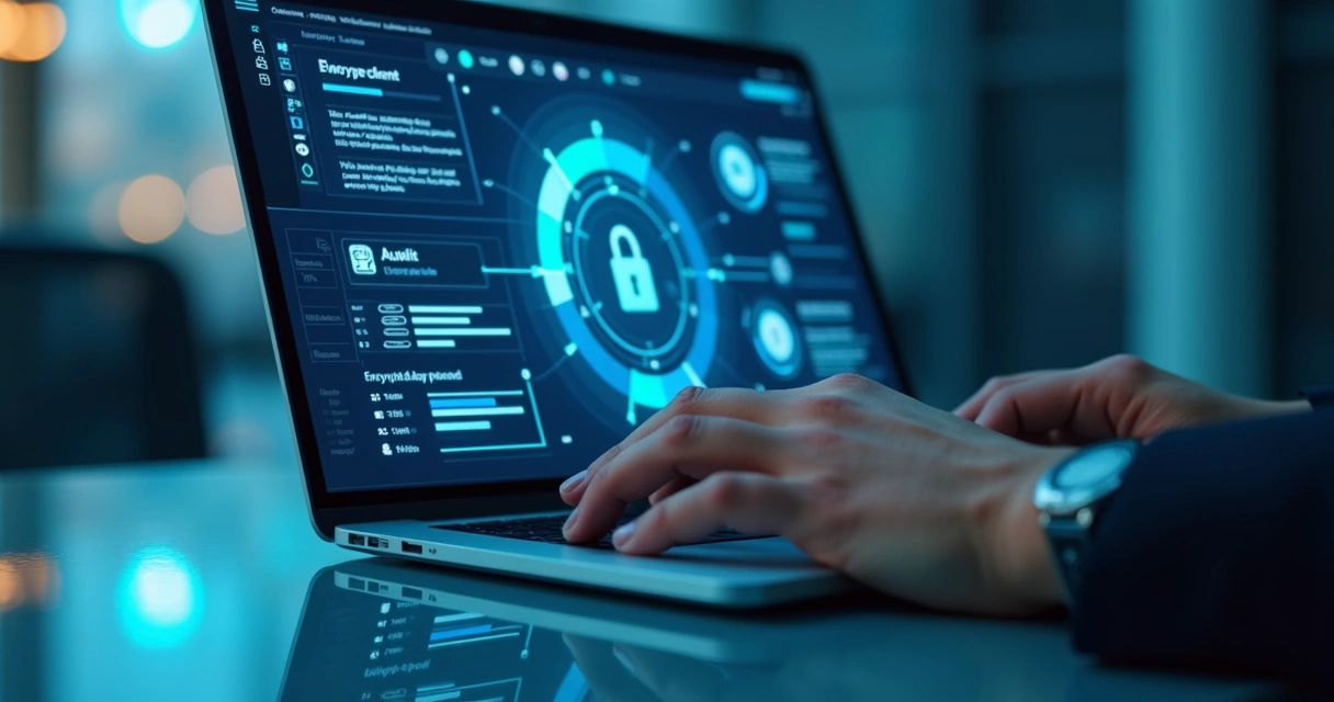Painel digital de segurança com dados contábeis protegidos 