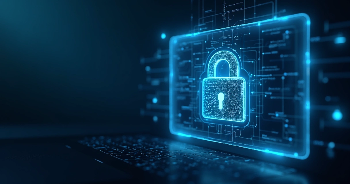 Interface digital com cadeado simbolizando segurança em contabilidade 