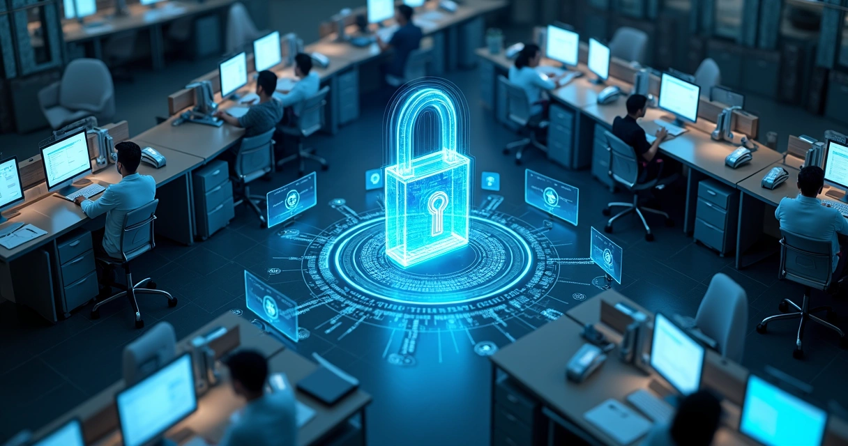 Illustration of data encryption in a corporate environment