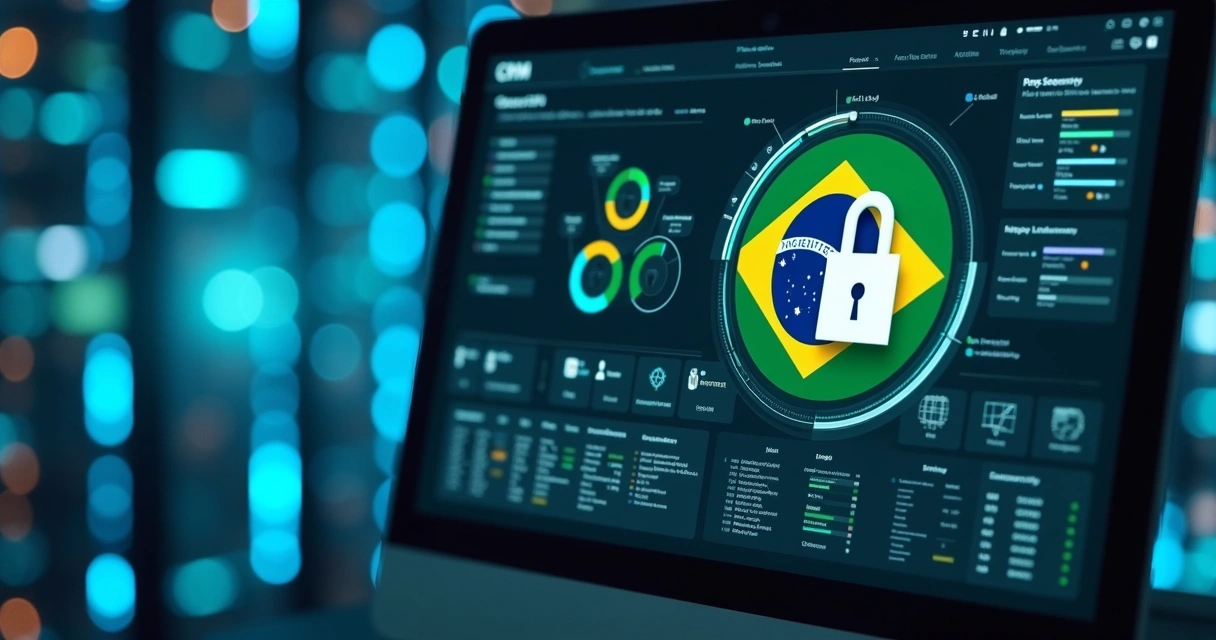 CRM data security panel mentioning LGPD