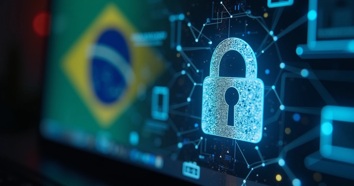 Proteção de dados eleitorais com símbolo de cadeado e computador