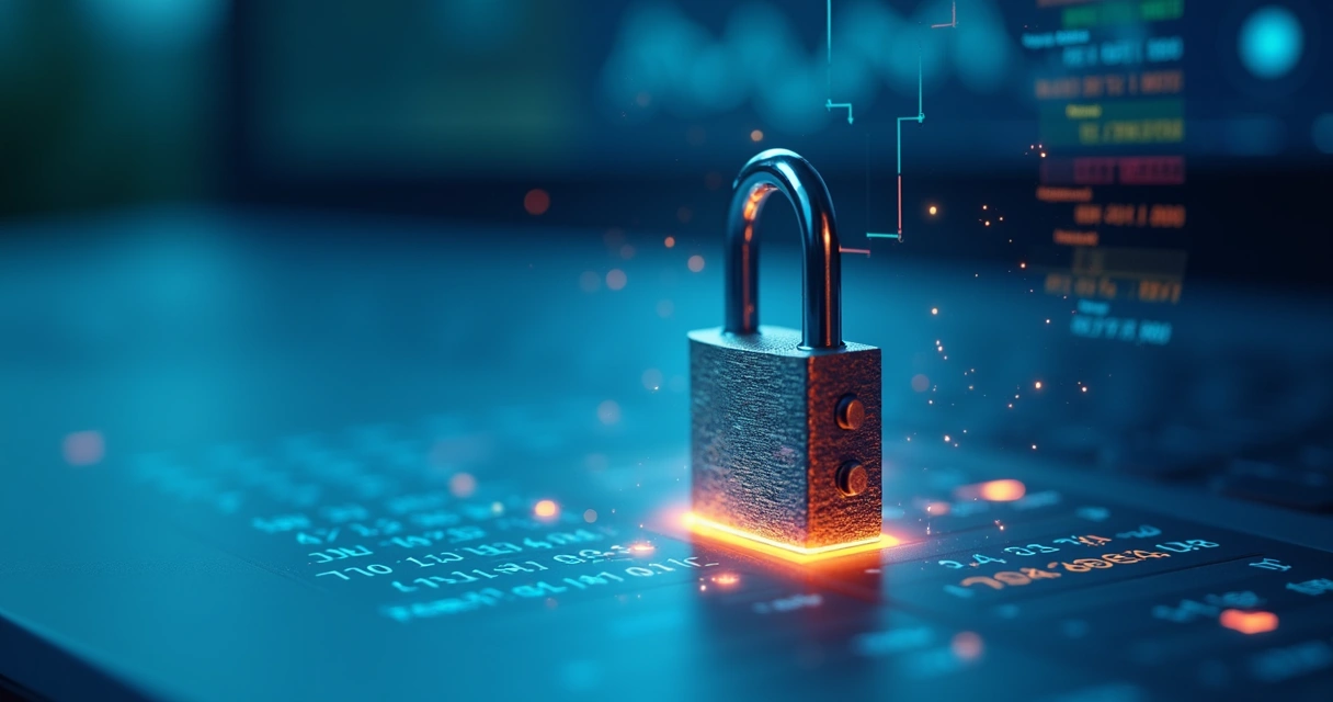 Cadeado digital sobre planilha financeira