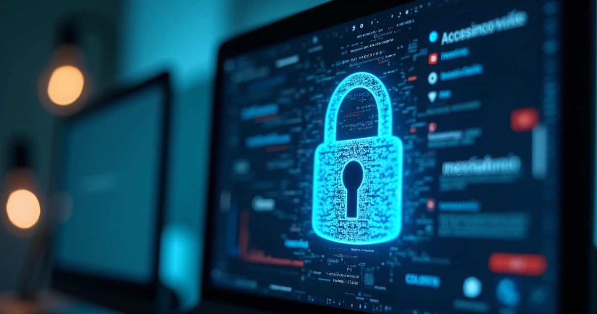Representação de segurança de dados financeiros com cadeado digital e códigos numéricos 