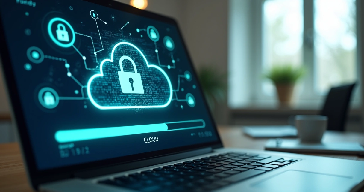 Barra de progresso mostrando dados fiscais sendo protegidos na nuvem 