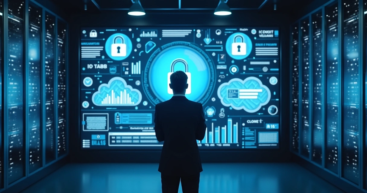 Painel digital mostrando segurança de dados fiscais