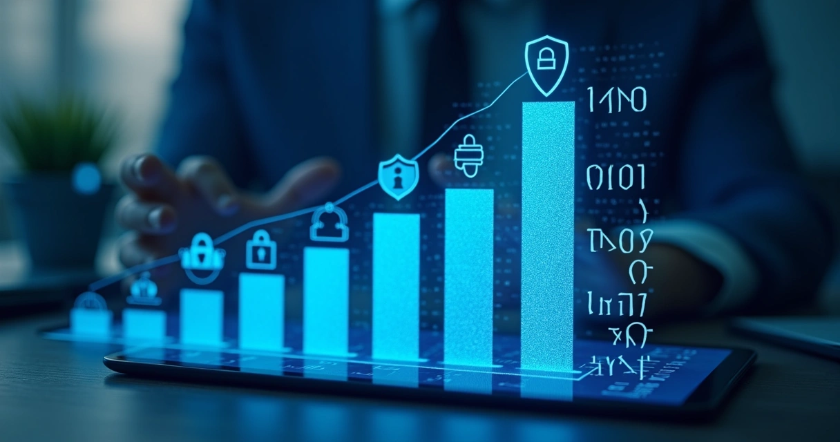 Gráfico representando segurança de dados empresariais com IA. 