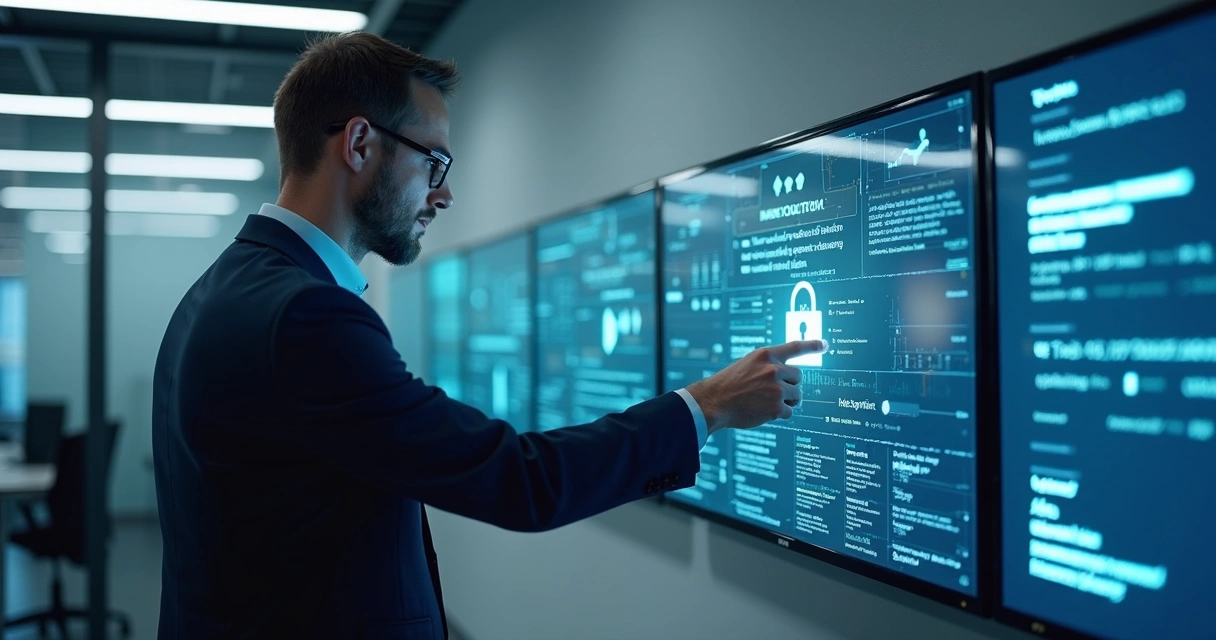 Profissional ajustando configurações de segurança em dispositivo IoT 