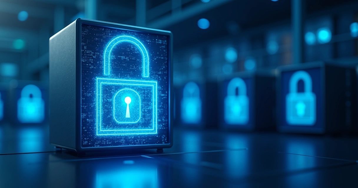Proteção de dados contábeis representada por bloco digital e cadeado 