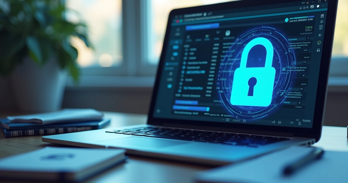Tela de plataforma de cursos com cadeado representando segurança de dados 