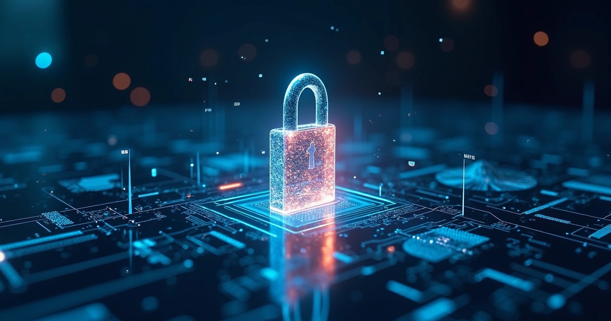 Sistema de proteção de dados com gráficos digitais de segurança e cadeado virtual 