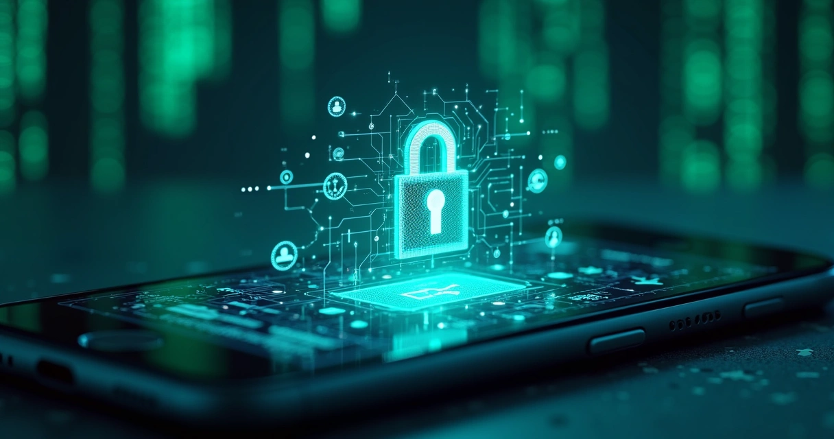 Ilustração representando proteção de dados em comunicações digitais. 