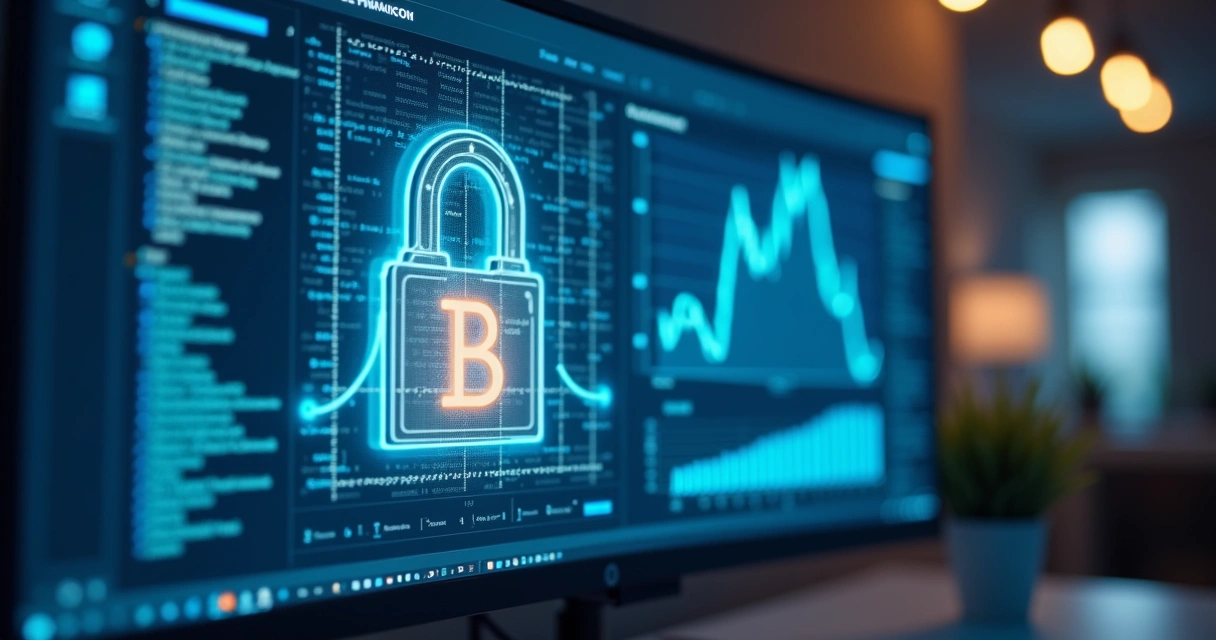 Software de cobrança em tela de computador e cadeado digital 