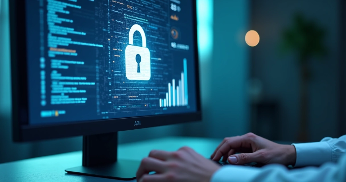 Tela de computador mostrando cadeado digital representando segurança dos dados