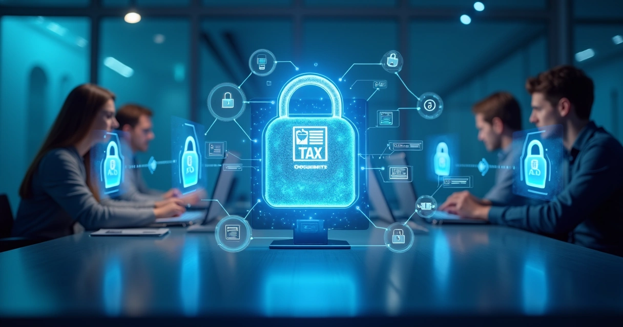 Ilustração de segurança digital para documentos fiscais 