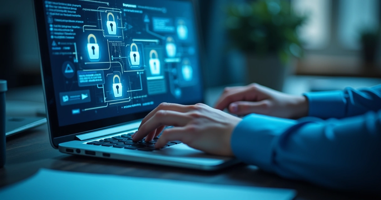 Pessoa analisando segurança de documentos digitais na tela 