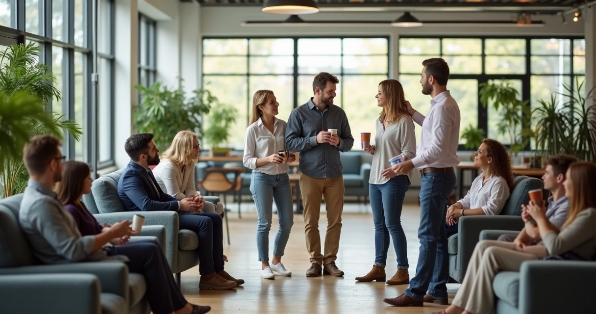 Equipe em ambiente de trabalho saudável e seguro