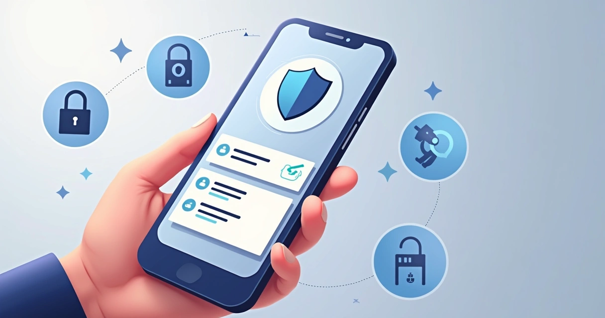 Interface de segurança financeira em celular