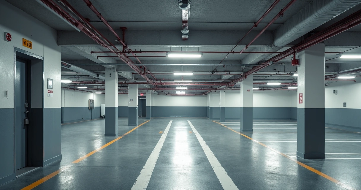Câmeras e iluminação em garagem de condomínio 