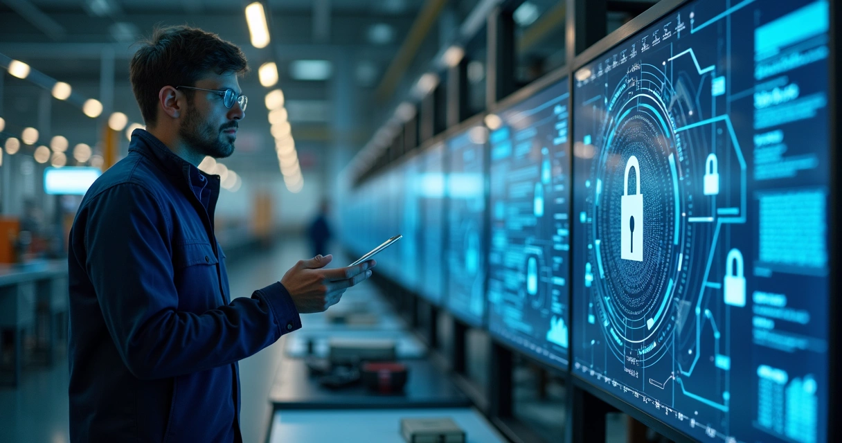 Analista revisando dados de segurança industrial 