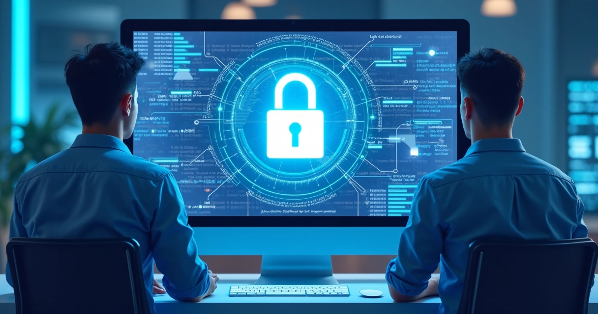 Representação de segurança digital com cadeado em tela de computador 