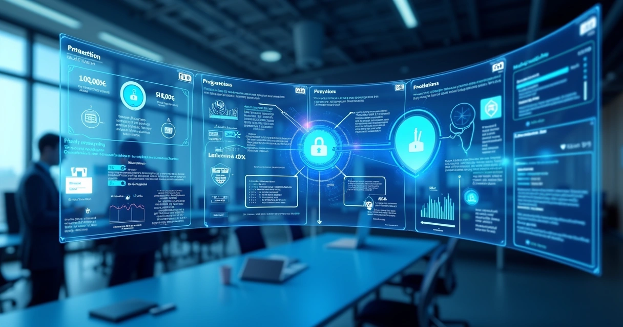 Painel digital com gráficos de segurança e integrações contábeis 